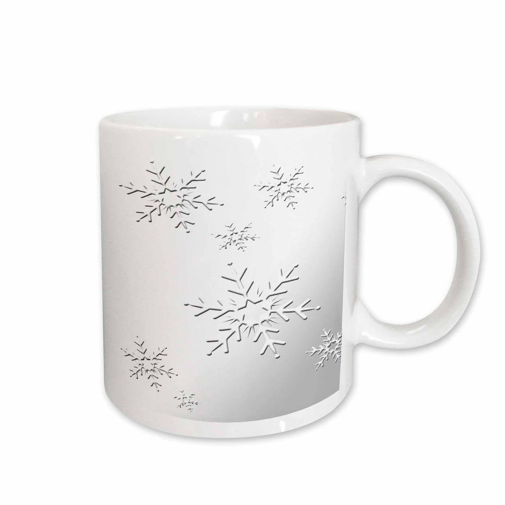 3dRose Beverly Turner Christmas Design - Snowflakes on Silver - Mugs (mug_58444)