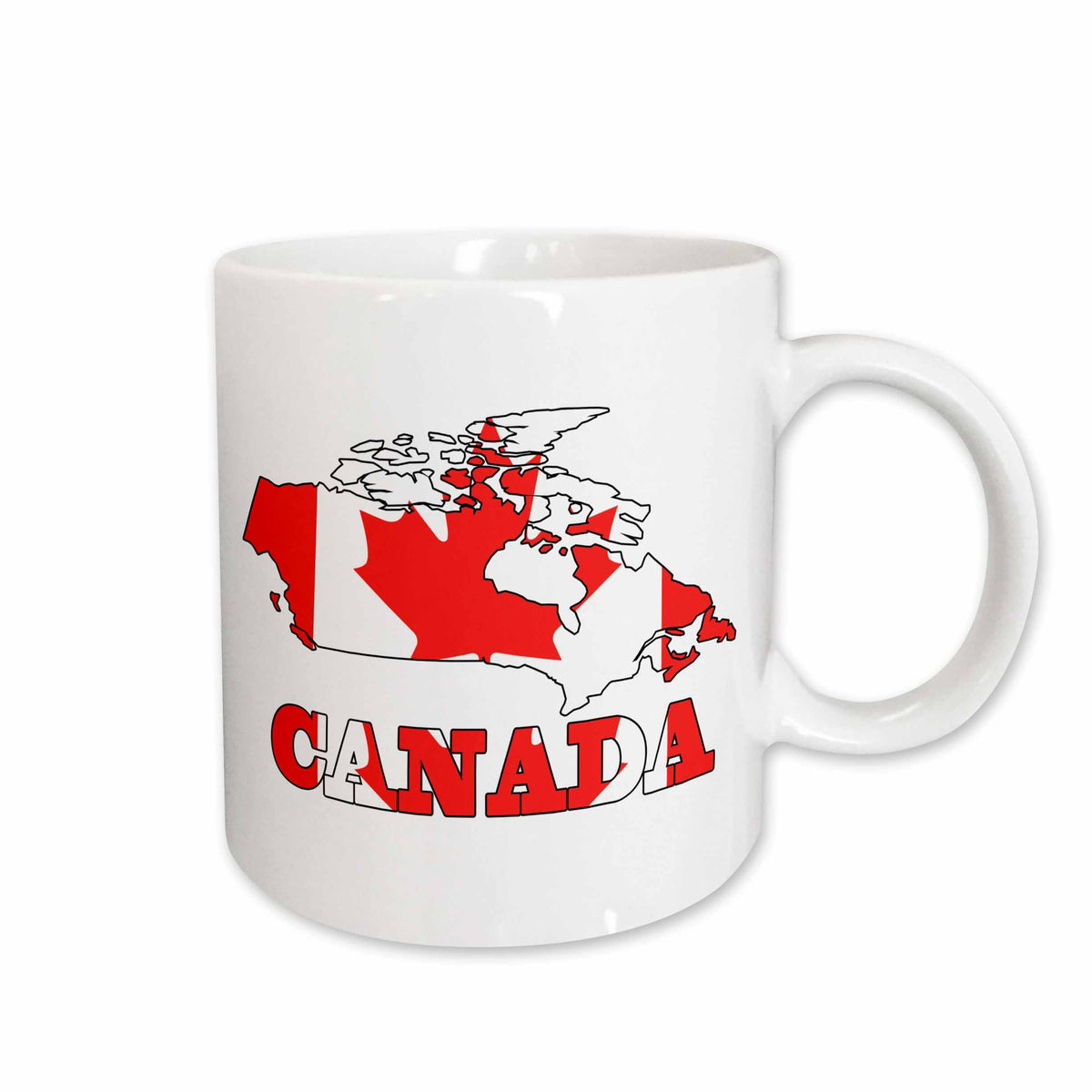 3dRose Canadian flag in the outline map of Canada and the letters of Canada - Mugs (mug_58718)