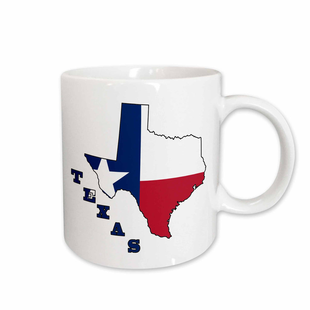 3dRose Texas state flag in the outline map and letters of Texas. - Mugs (mug_58725)