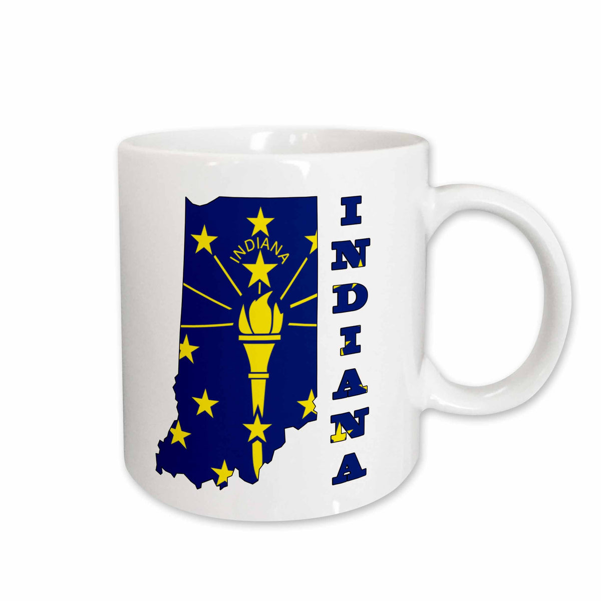 3dRose Indiana state flag in the outline map and letters for Indiana - Mugs (mug_58736)