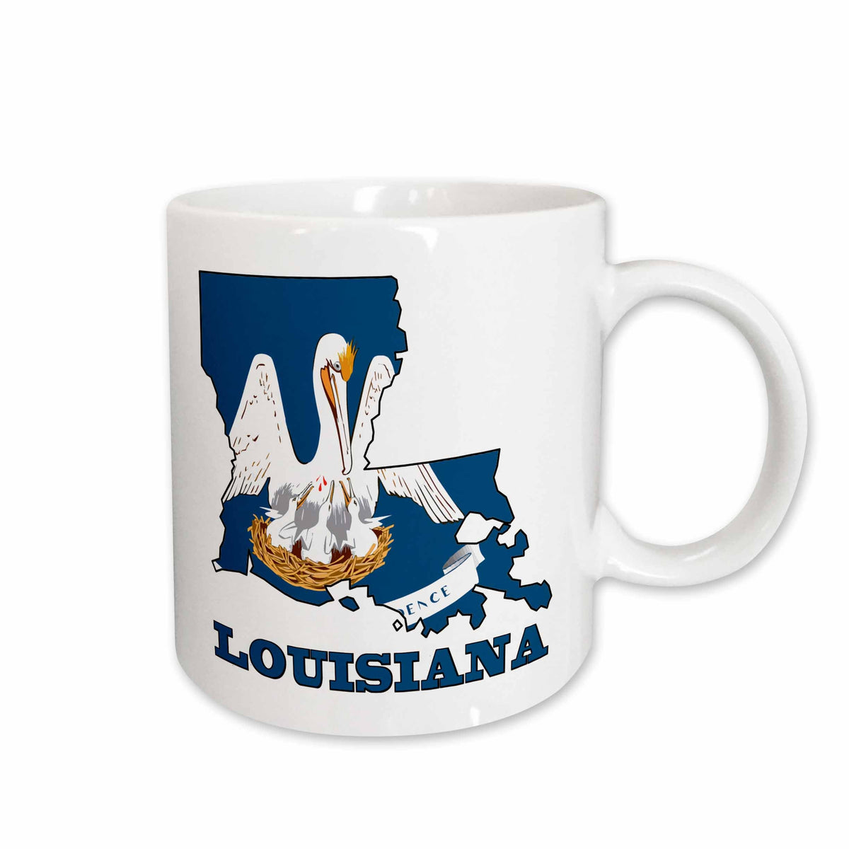 3dRose Louisiana state flag in the outline map and letters for Louisiana - Mugs (mug_58739)