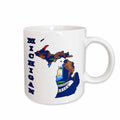 3dRose Michigan state flag in the outline map and letters for Michigan - Mugs (mug_58743)