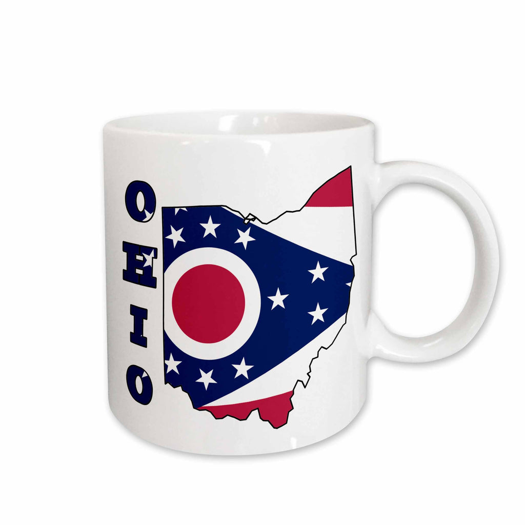 3dRose Ohio state flag in the outline map and letters for Ohio. - Mugs (mug_58757)