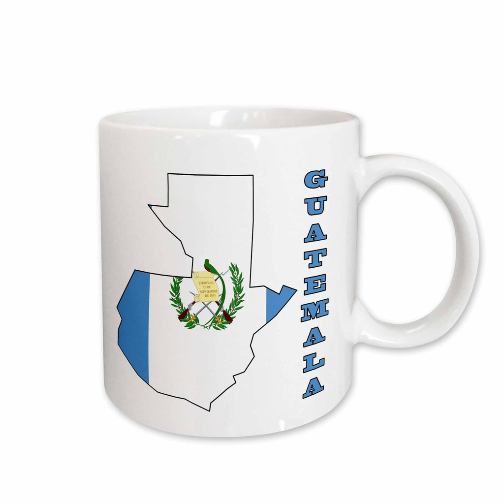 3dRose The flag of Guatemala in the outline map and word Guatemala - Mugs (mug_58773)