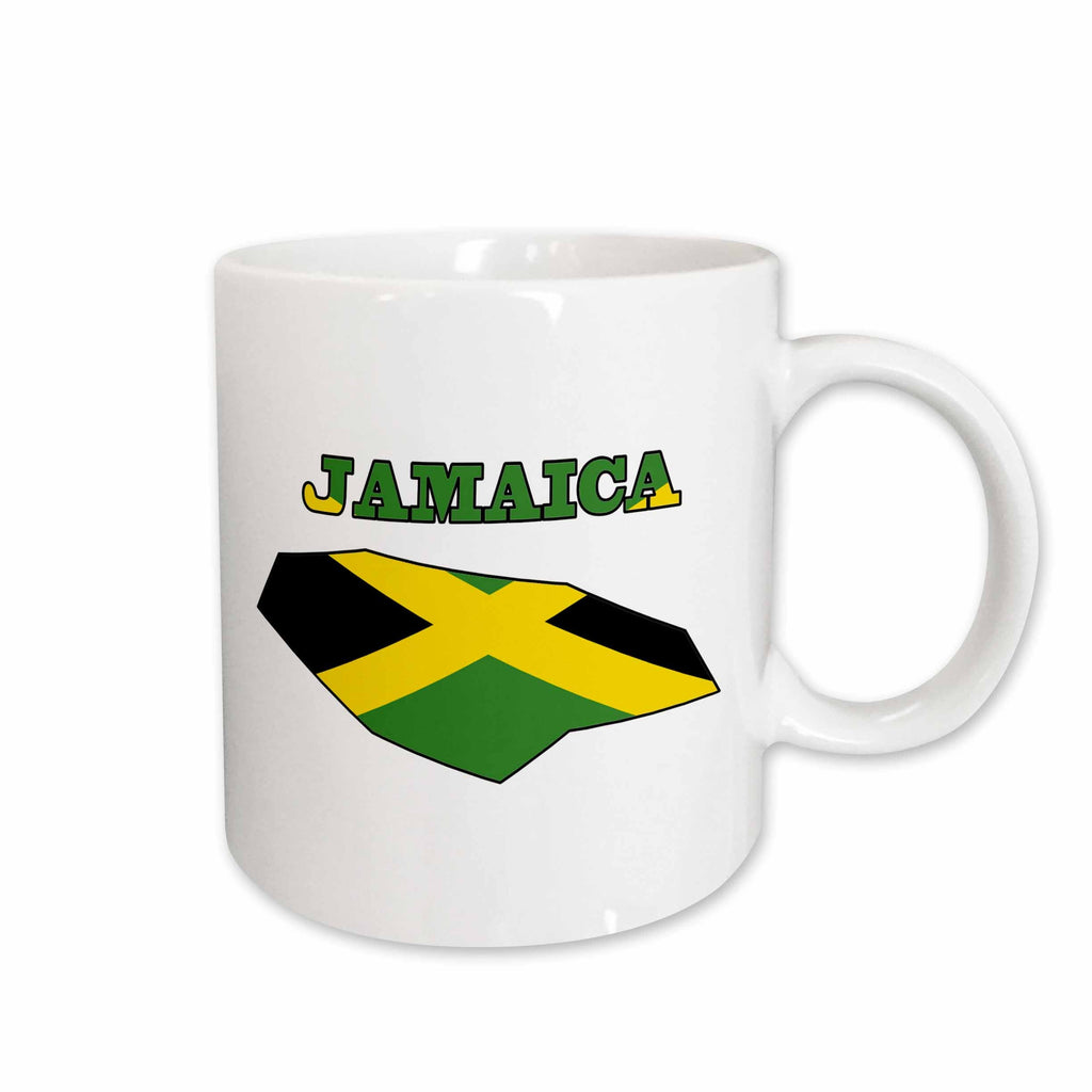 3dRose Jamaican flag in the outline map and word Jamaica - Mugs (mug_58778)