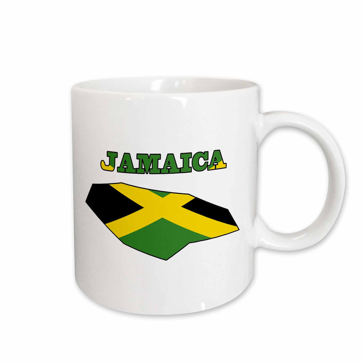 3dRose Jamaican flag in the outline map and word Jamaica - Mugs (mug_58778)