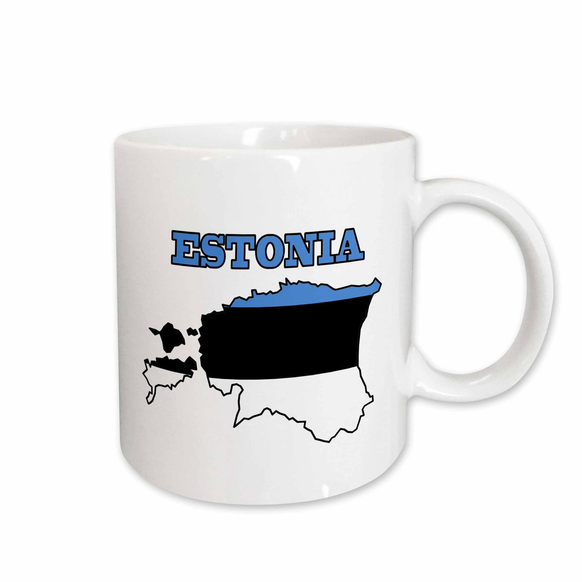 3dRose The flag of Estonia in the outline map of the country and name, Estonia - Mugs (mug_58798)