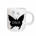 3dRose Yves Creations Diva Series - Diva Butterfly in Black - Mugs (mug_5898)