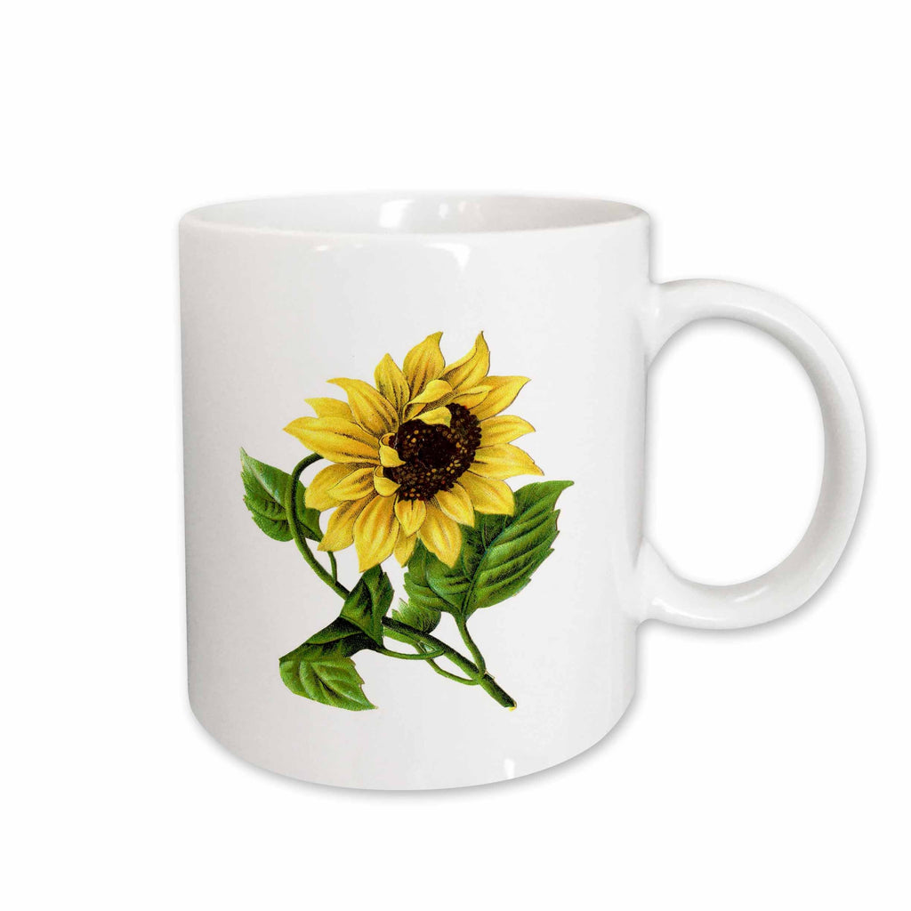 3dRose Florene Vintage - Giant Vintage Sunflower - Mugs (mug_60502)