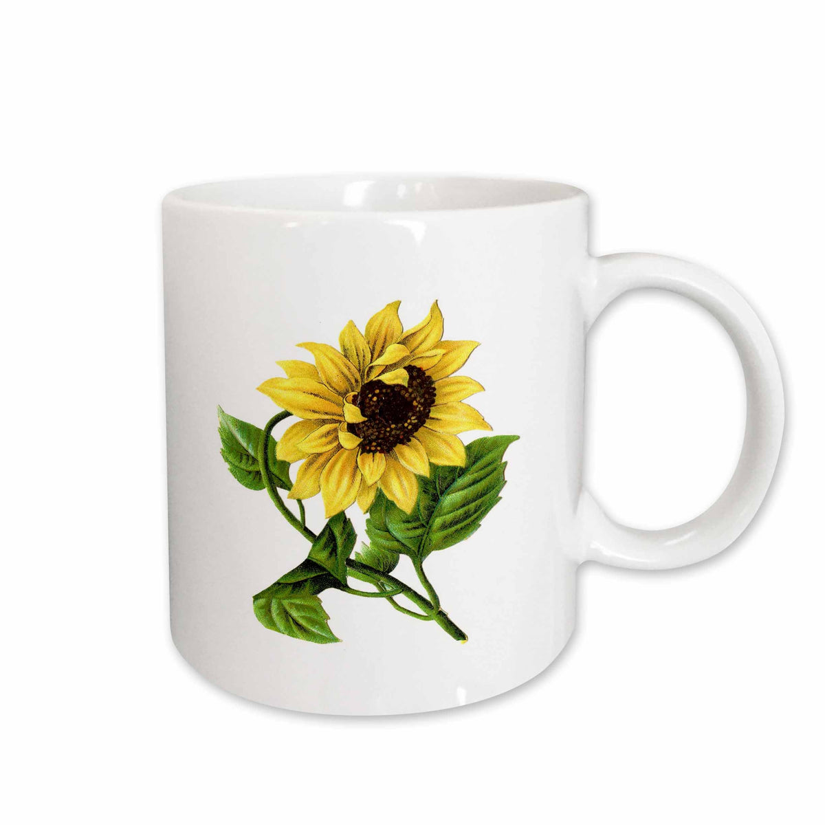 3dRose Florene Vintage - Giant Vintage Sunflower - Mugs (mug_60502)