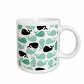 3dRose Florene Childrens Art II - Cute Little Baby Whales In Aqua n Green - Mugs (mug_60627)