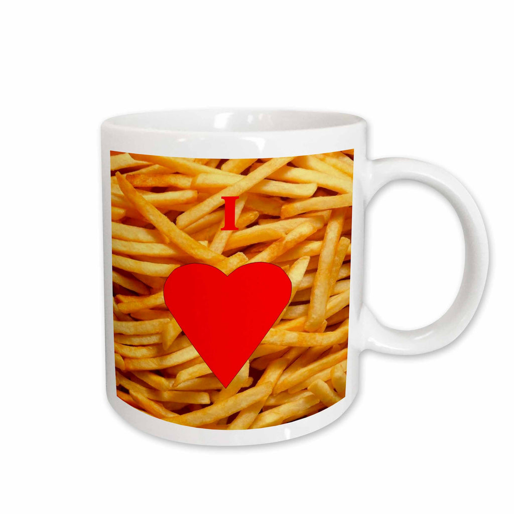 3dRose Florene Food n Beverage - I Love French Fries - Mugs (mug_60643)