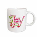 3dRose TNMGraphics Christmas - Pink and Green Christmas Joy - Mugs (mug_60784)