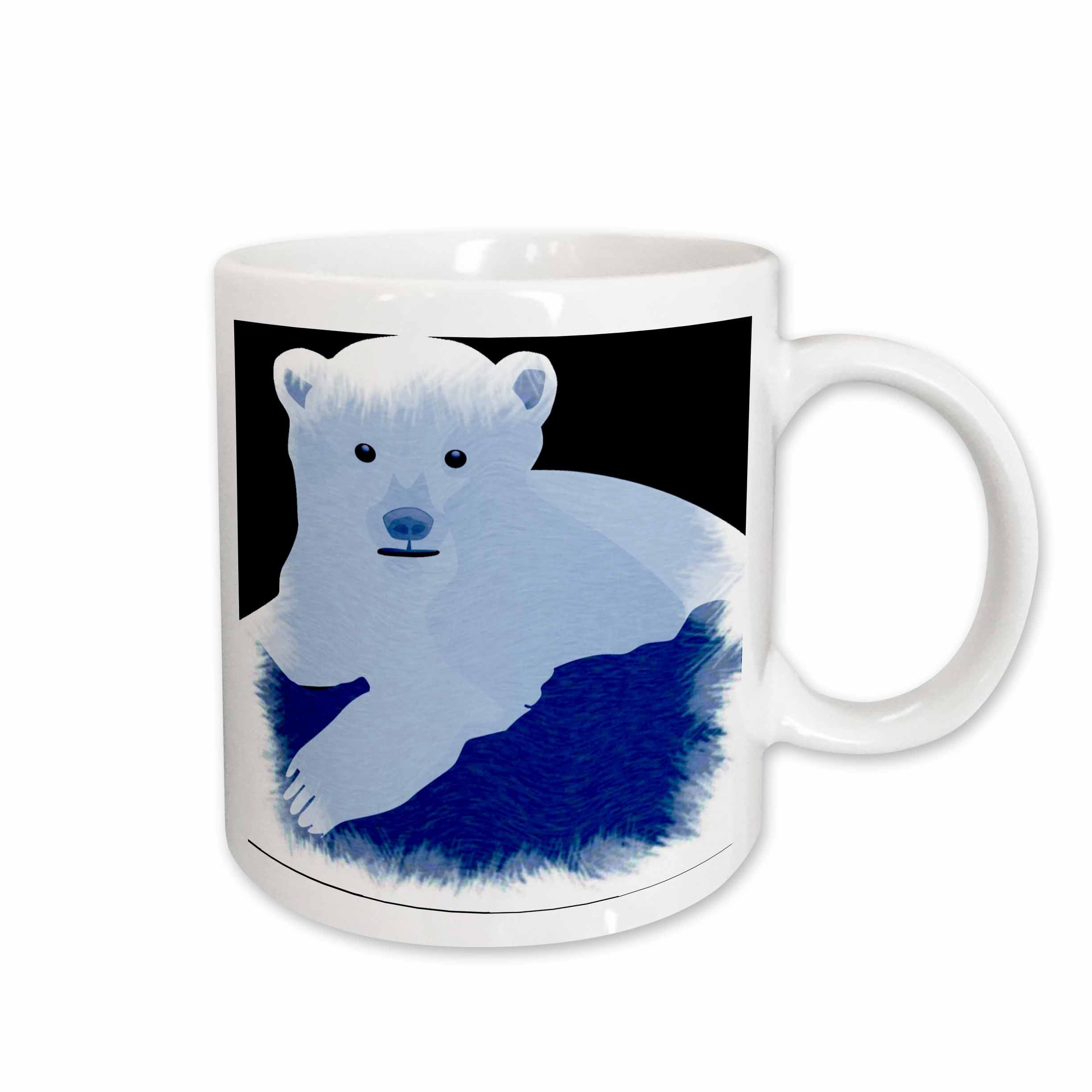 3dRose PS Creations - Icy Blue Polar Bear - Animal Art - Cute - Mugs (mug_60856)