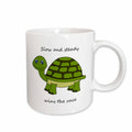 3dRose Slow and steady wins the race! Green Turtle - Mugs (mug_6106)