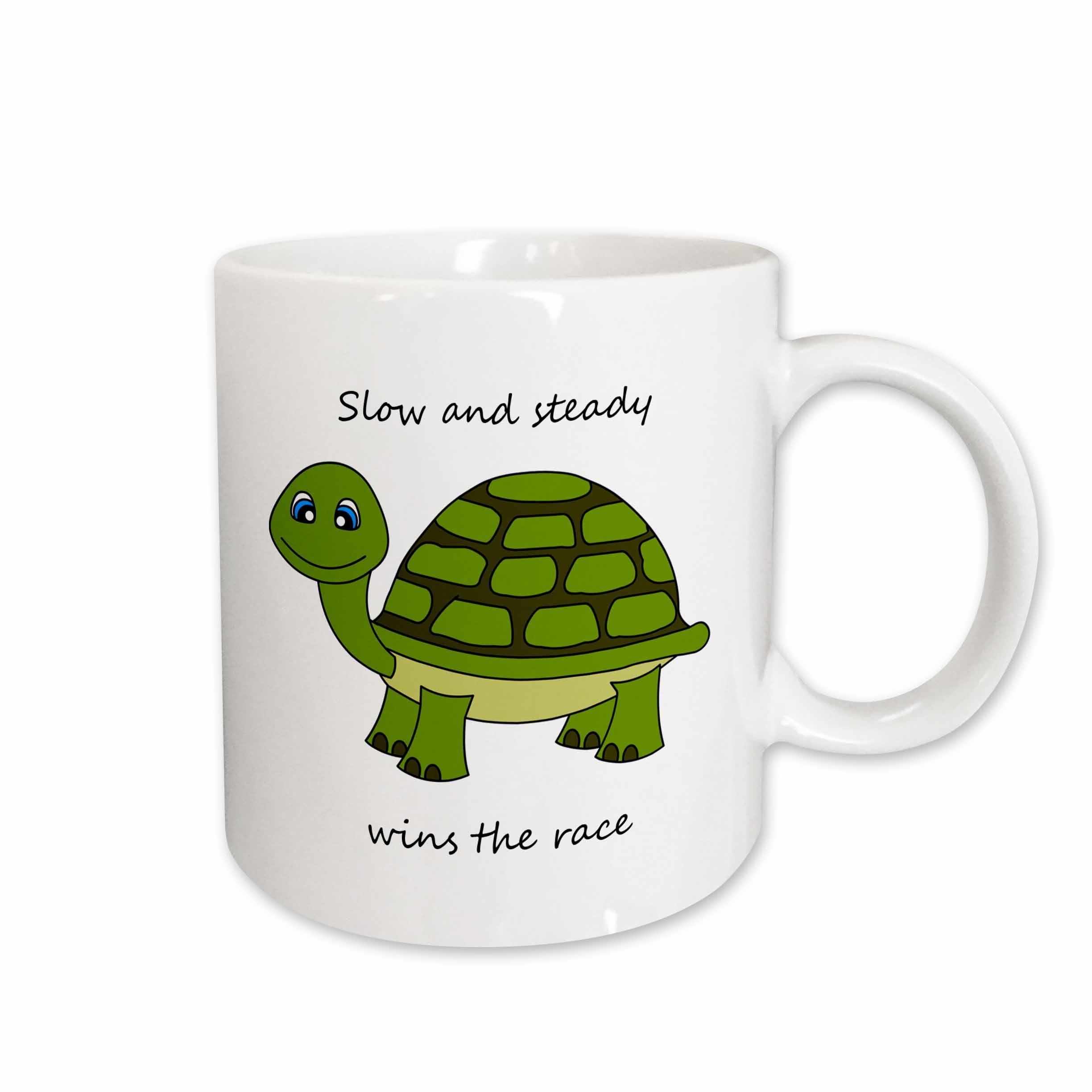 3dRose Slow and steady wins the race! Green Turtle - Mugs (mug_6106)