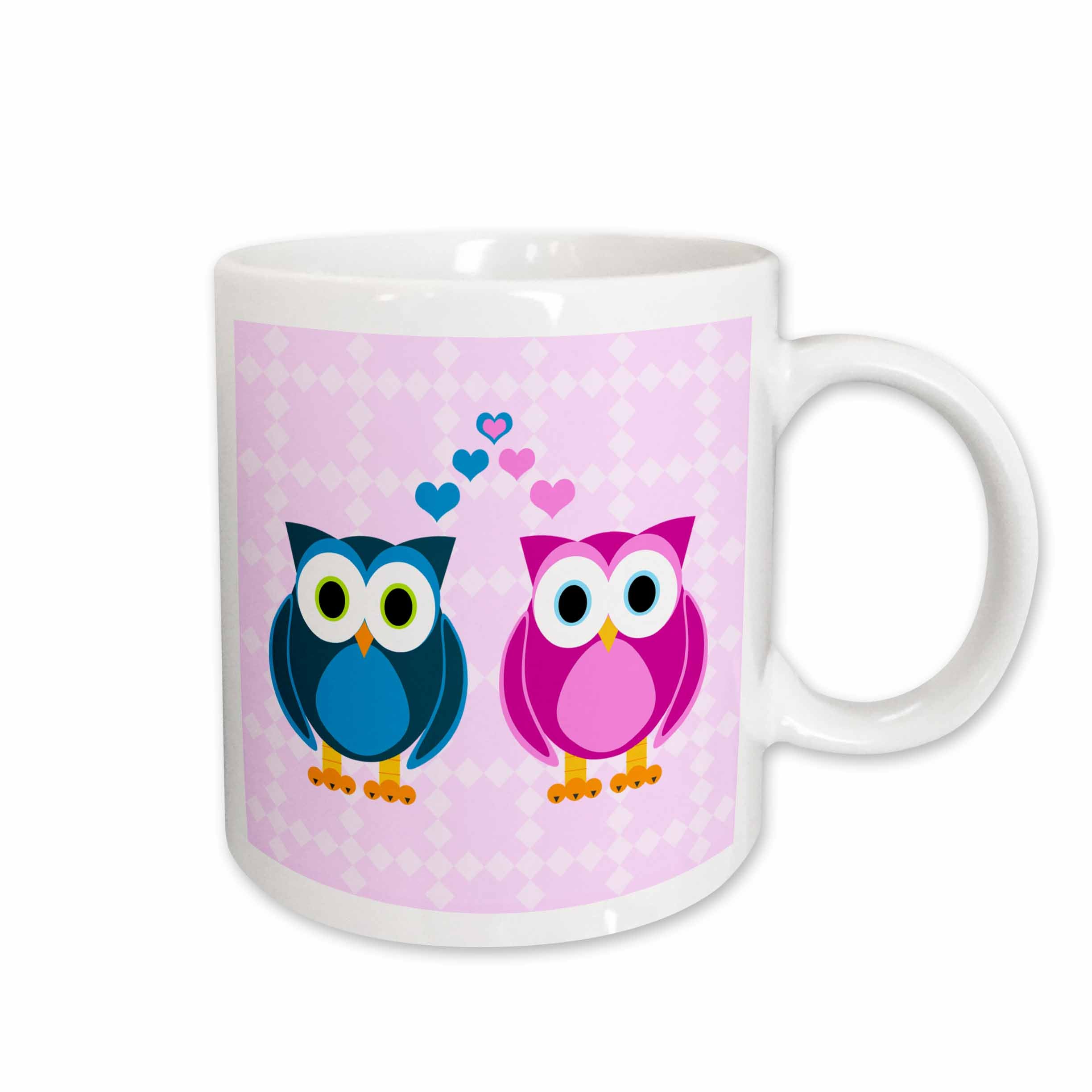 3dRose Janna Salak Designs Love - True Love Owls Design - Mugs (mug_6154)