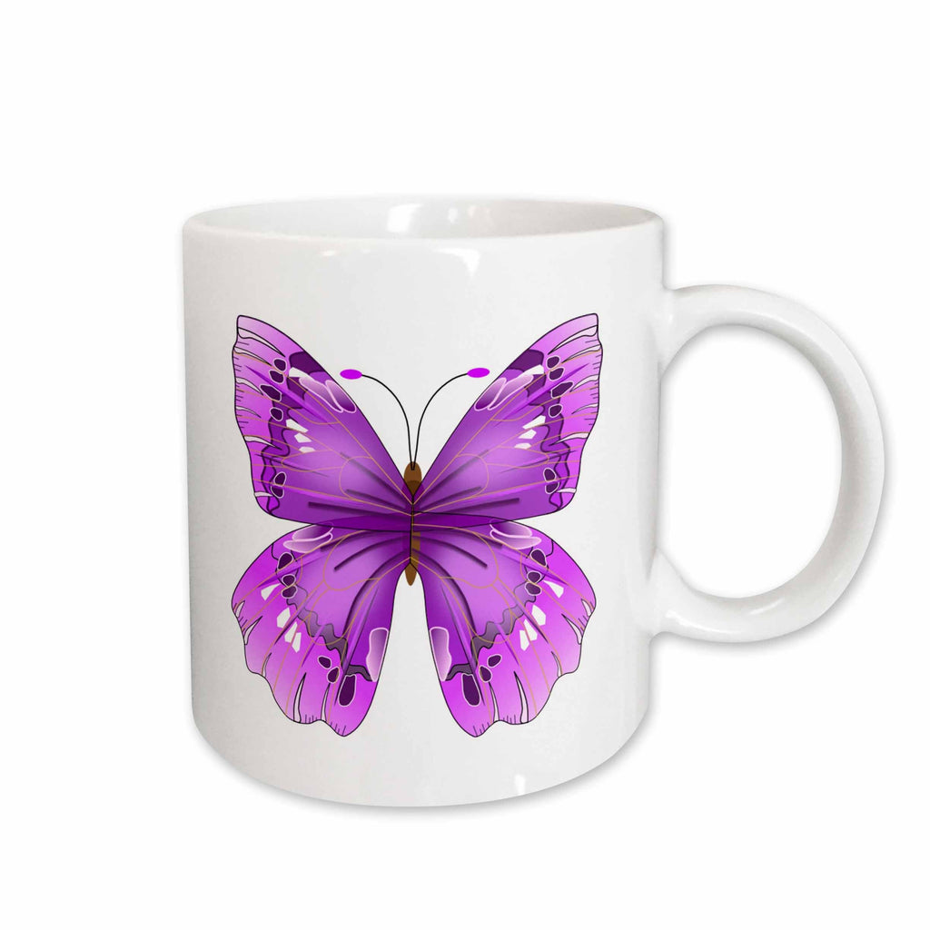 3dRose Florene Décor II - Large Purple Butterfly - Mugs (mug_62044)