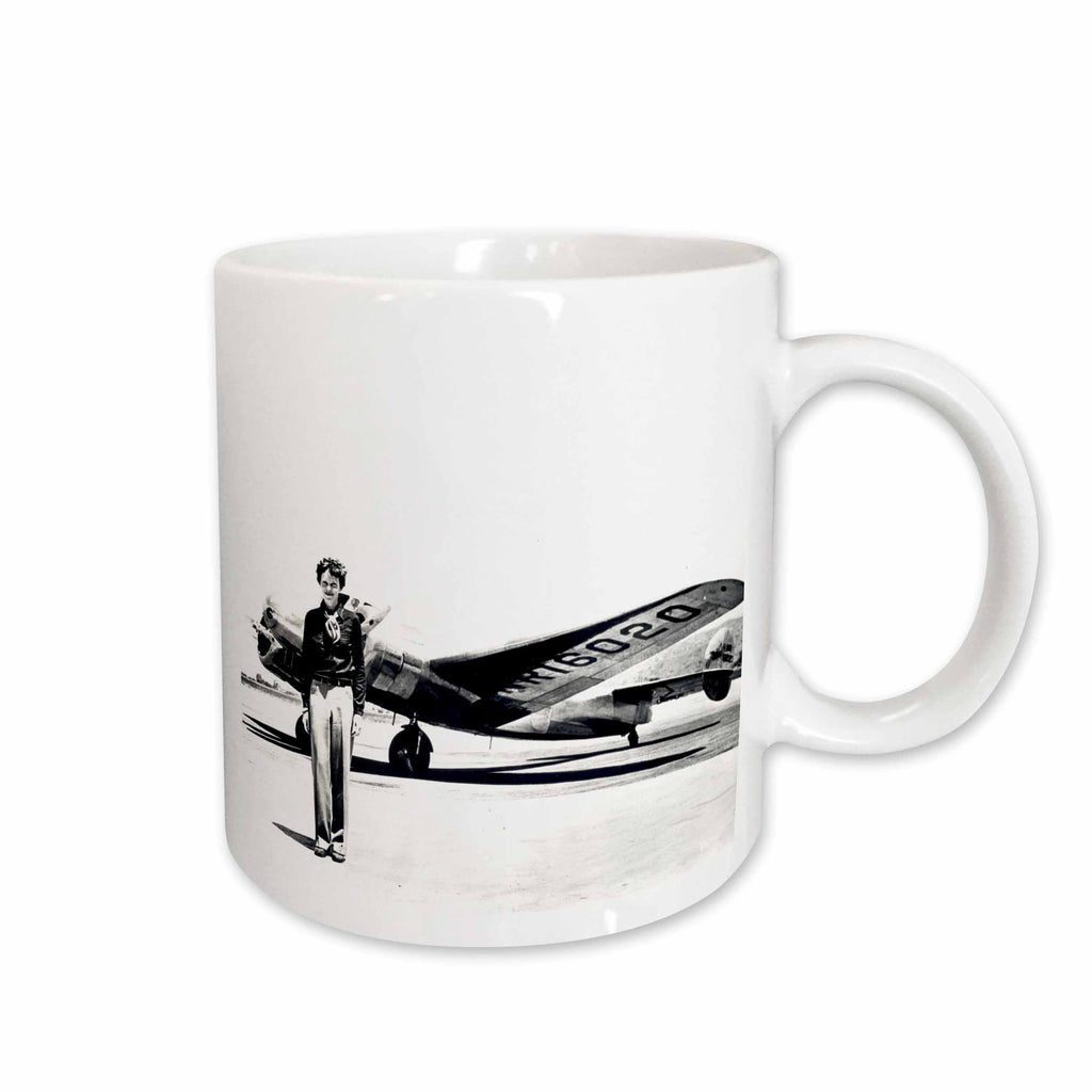 3dRose Old Photo Of Amelia Earhart With Lockheed Electra Model 10 - Mugs (mug_62531)