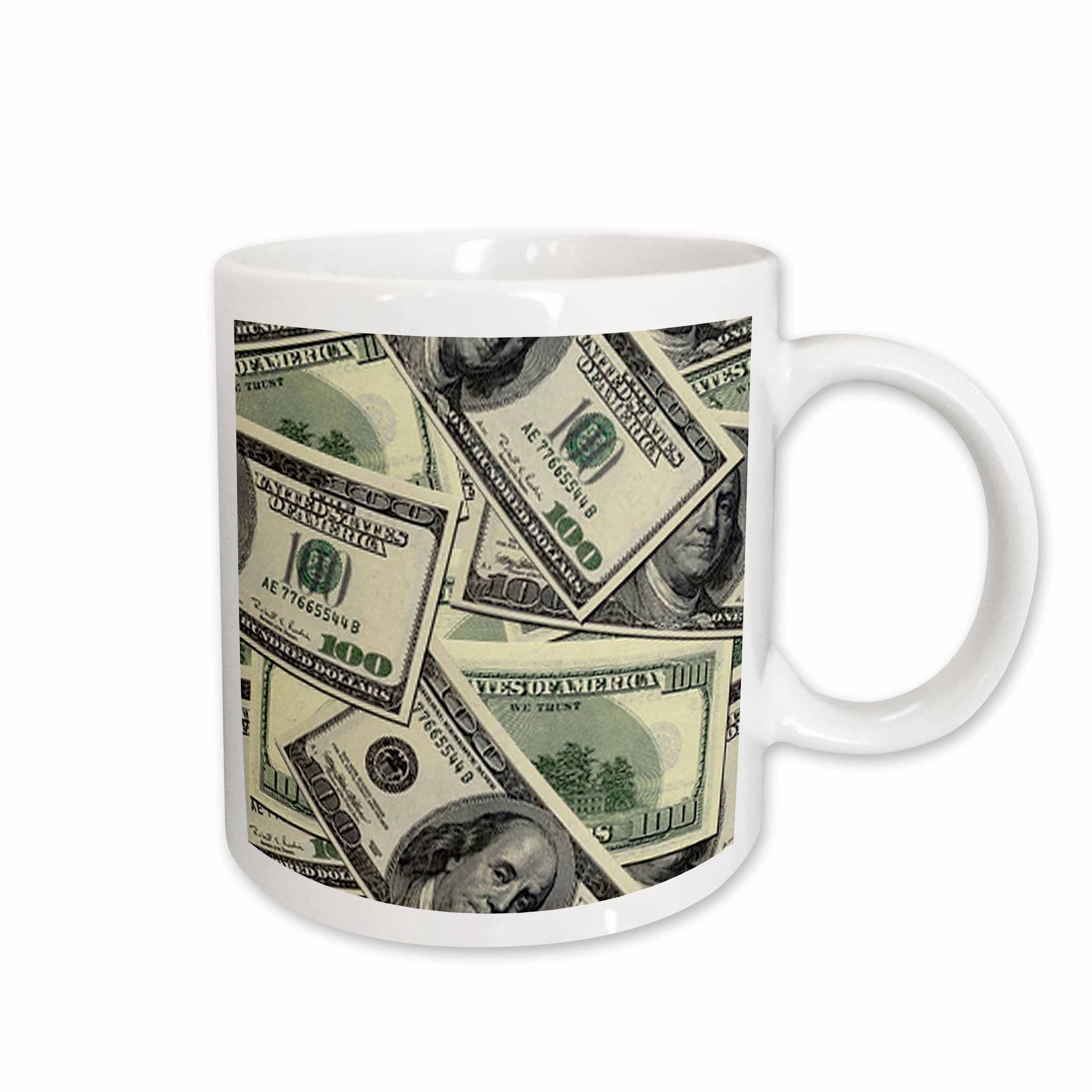 3dRose Edmond Hogge Jr Prints n Patterns - 100 Dollar Bill Pattern - Mugs (mug_63043)