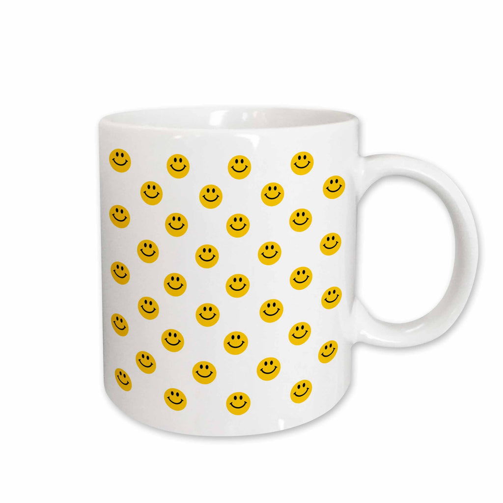 3dRose Yellow smiling Face pattern - Cute Traditional Happy Smilies - 1960s... - Mugs (mug_76655)