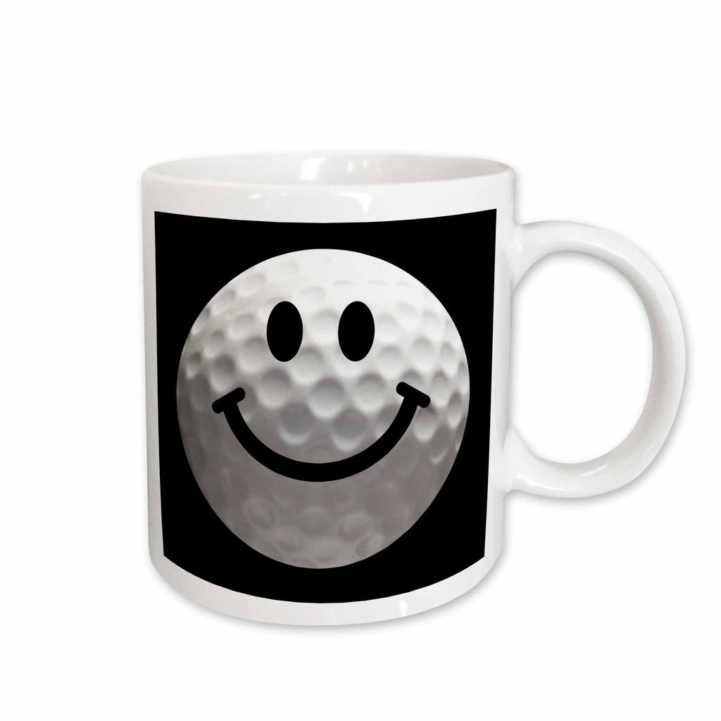 3dRose smiling face golf ball - Happy white golfball - Golfer gift - Smilie on... - Mugs (mug_76671)