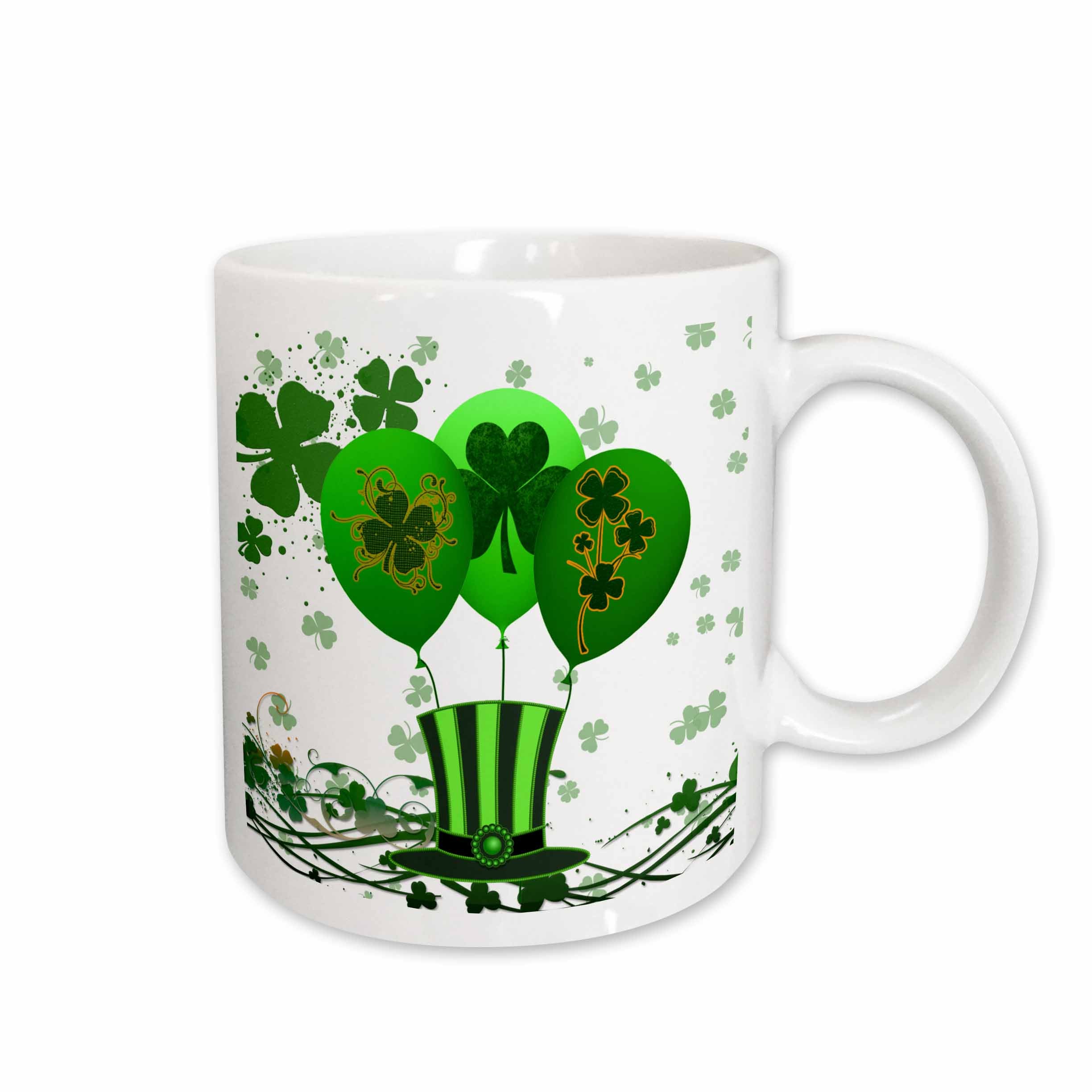 3dRose Green St. Patricks Day balloons, clovers and top hat make this festive... - Mugs (mug_79423)