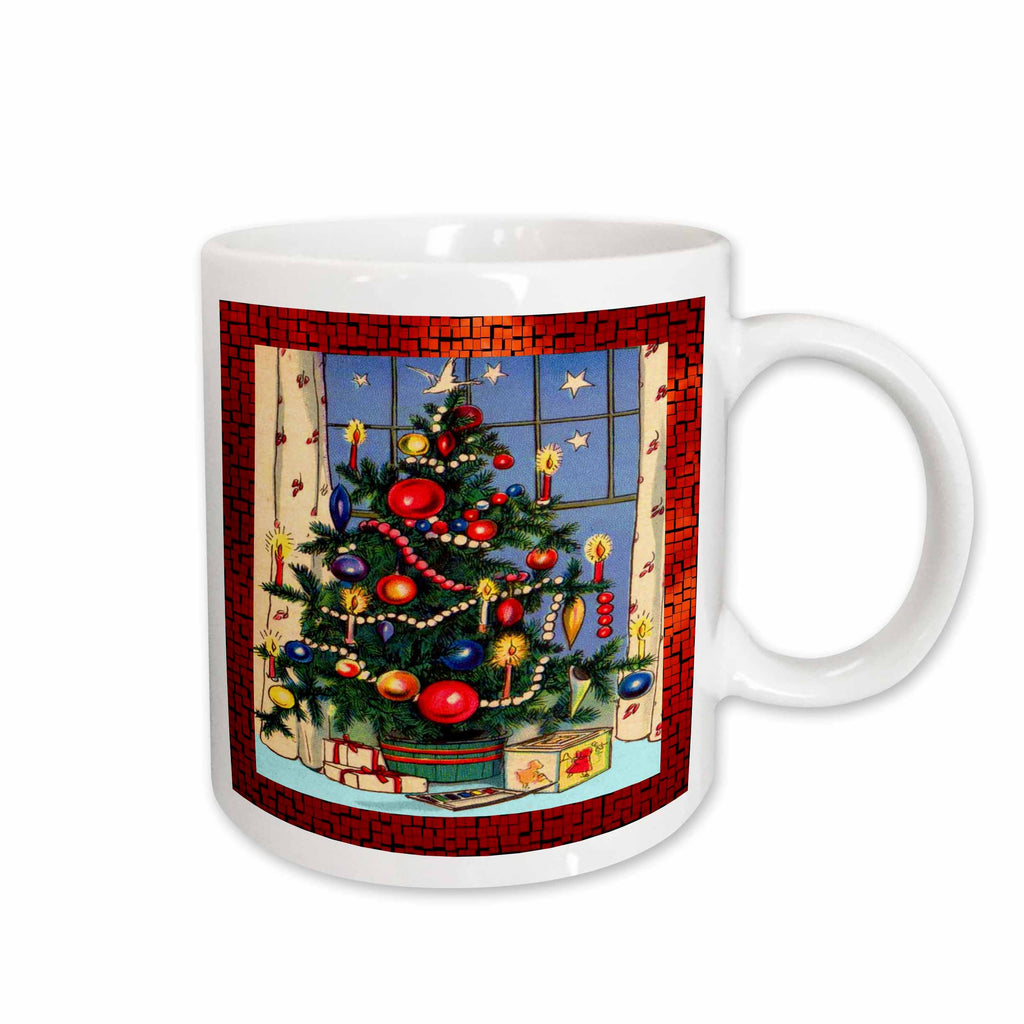 3dRose Sandy Mertens Vintage Christmas Designs - Old Fashion Christmas Tree - Mugs (mug_8031)