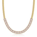 RMZ GOLD NYC 18K Gold Diamond CZ Herringbone Necklace