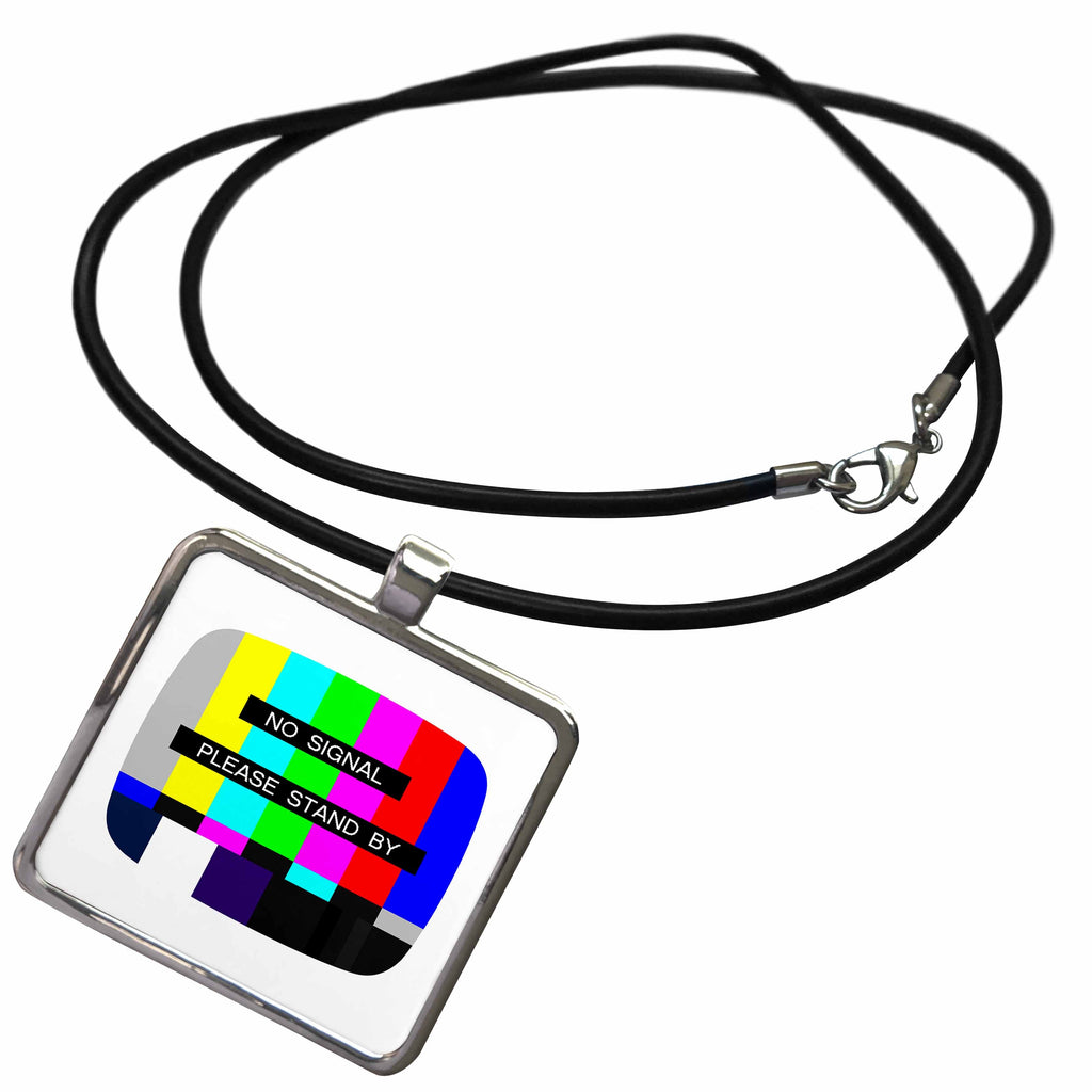3dRose NTSC No Signal Please Stand By Test Screen Closedown... - Necklace With Pendant (ncl_293415)