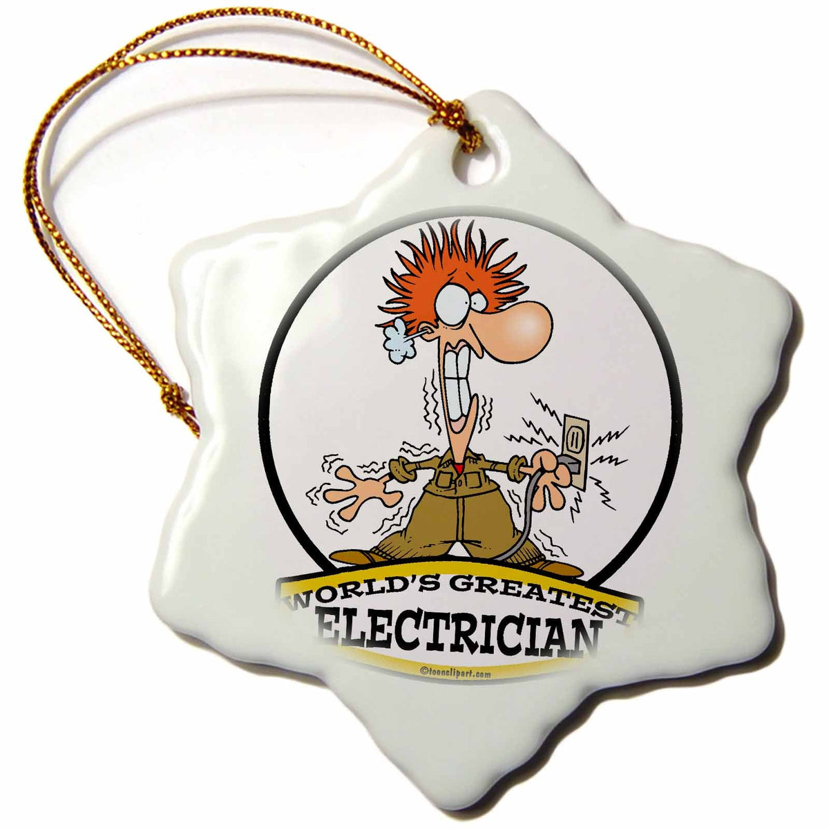 3dRose Dooni Designs Worlds Greatest Cartoons - Funny Worlds Greatest Electrician Cartoon - Ornaments (ORN_103149)
