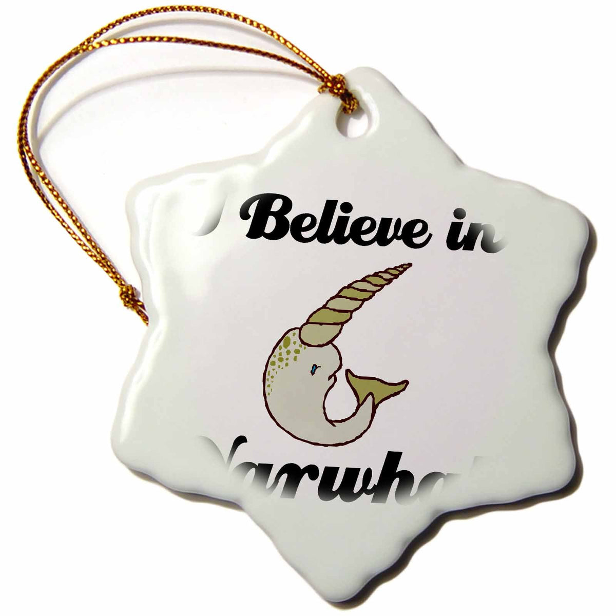 3dRose Dooni Designs I Believe in Designs - I Believe in Narwhals - Ornaments (ORN_105388)