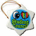 3dRose Dooni Designs Eye Heart I Love Designs - Bright Eye Heart I Love Student Council - Ornaments (ORN_106575)