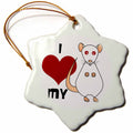 3dRose Janna Salak Designs Small Pets - Love My Rat White - Ornaments (ORN_10809)