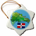 3dRose 777images Flags and Maps - North America - Flag and Map of The Dominican Republic with All The Provinces identified by Name. - Ornaments (ORN_110020)