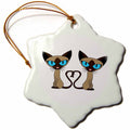 3dRose Janna Salak Designs Cats - Siamese Cat Tail Heart - Ornaments (ORN_110726)