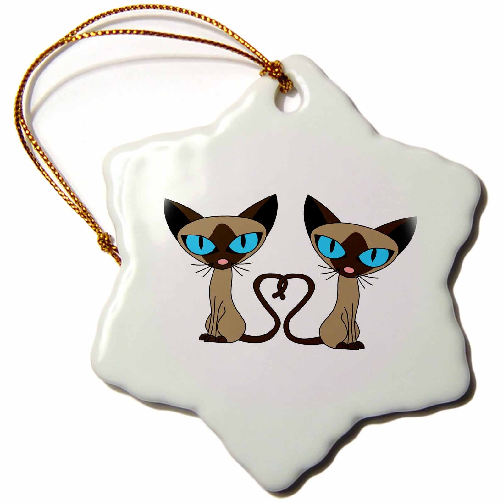 3dRose Janna Salak Designs Cats - Siamese Cat Tail Heart - Ornaments (ORN_110726)