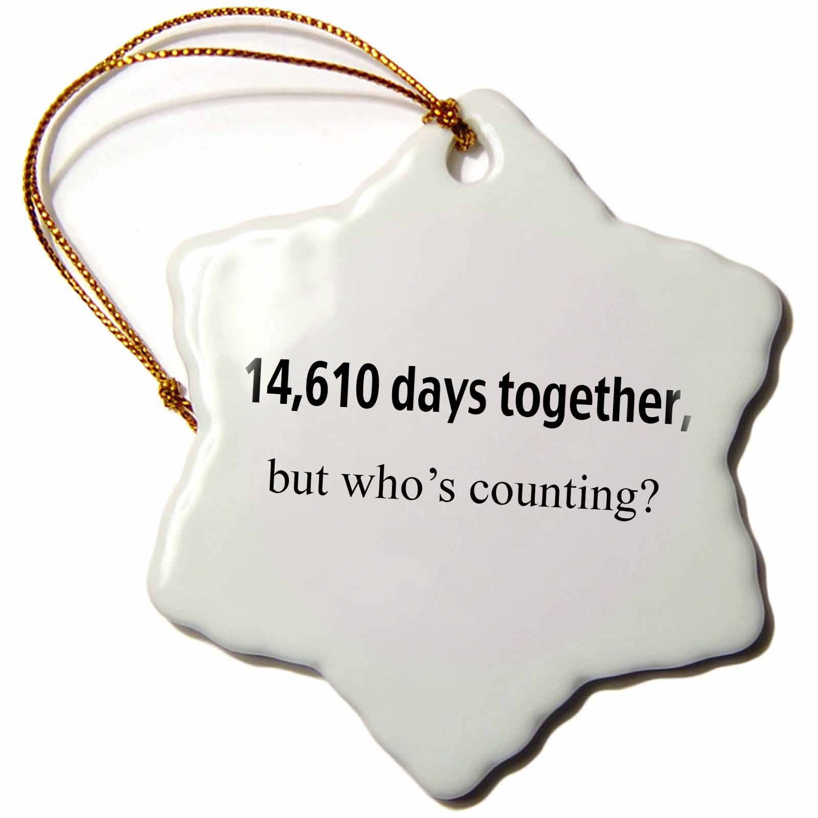 3dRose EvaDane - Happy Anniversary - 14,610 Days Together but Whos Counting - Ornaments (ORN_112215)