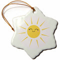 3dRose Smiling Happy Sun - Cute Kawaii Yellow Sunny Smiling face - Summery... - Ornaments (orn-113063)