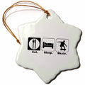 3dRose Dooni Designs Funny Eat Sleep Road Sign Hobbies Designs - Funny Hobby Lifestyle Design Eat Sleep Skateboard - Ornaments (orn_116986)