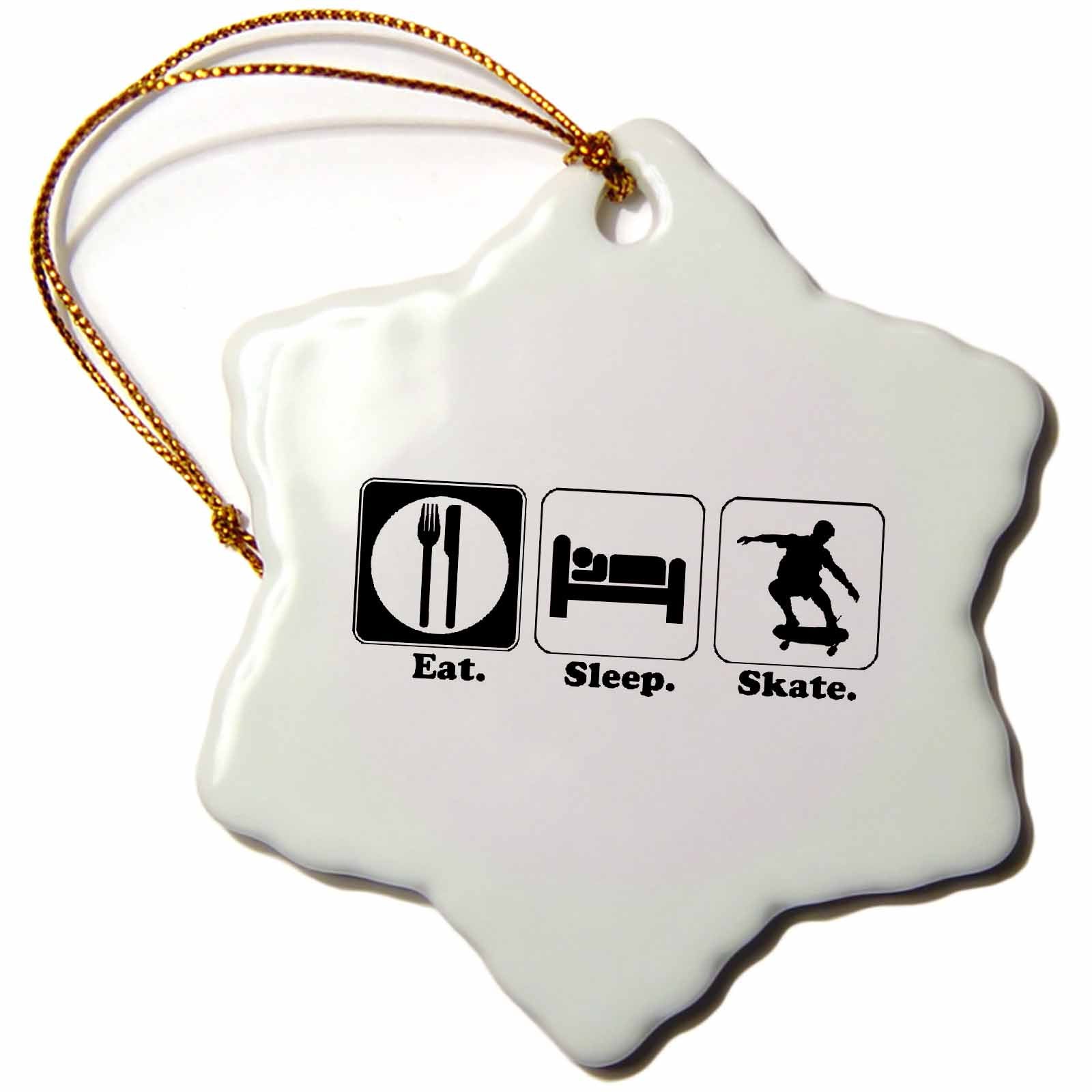 3dRose Dooni Designs Funny Eat Sleep Road Sign Hobbies Designs - Funny Hobby Lifestyle Design Eat Sleep Skateboard - Ornaments (orn_116986)