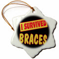 3dRose Dooni Designs Survive Sayings - I Survived Braces Survial Pride and Humor Design - Ornaments (ORN_117810)