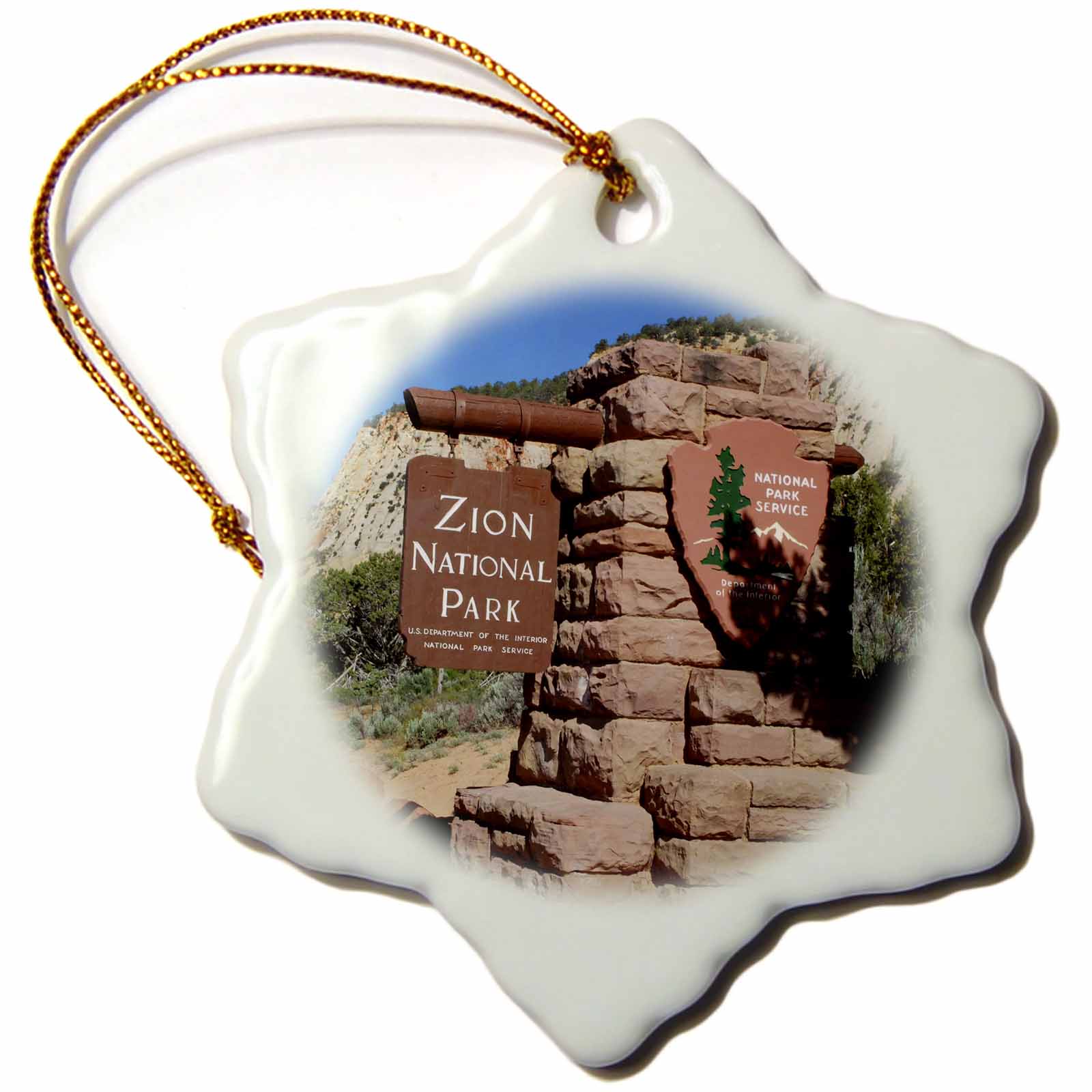 3dRose Danita Delimont - Utah - East Entrance, Zion National Park, Utah - US45 LSE0019 - Lynn Seldon - Ornaments (ORN_147408)