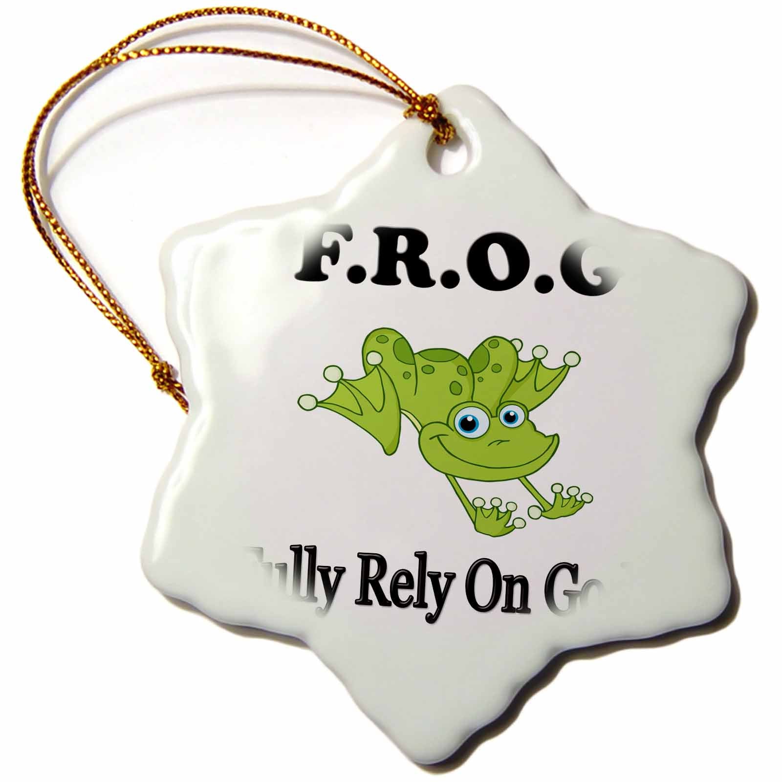 3dRose EvaDane - Funny Quotes - Frog Fully Rely on god - Ornaments (ORN_149833)