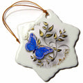 3dRose Spiritual Awakenings Butterfly Art - Blue Butterfly and Gold Accents - Ornaments (ORN_150948)