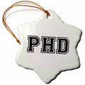 3dRose InspirationzStore Typography - pHD - Graduate School College or University Graduation Gift - Black - Doctor Graduating Souvenir - Ornaments (ORN_151237)
