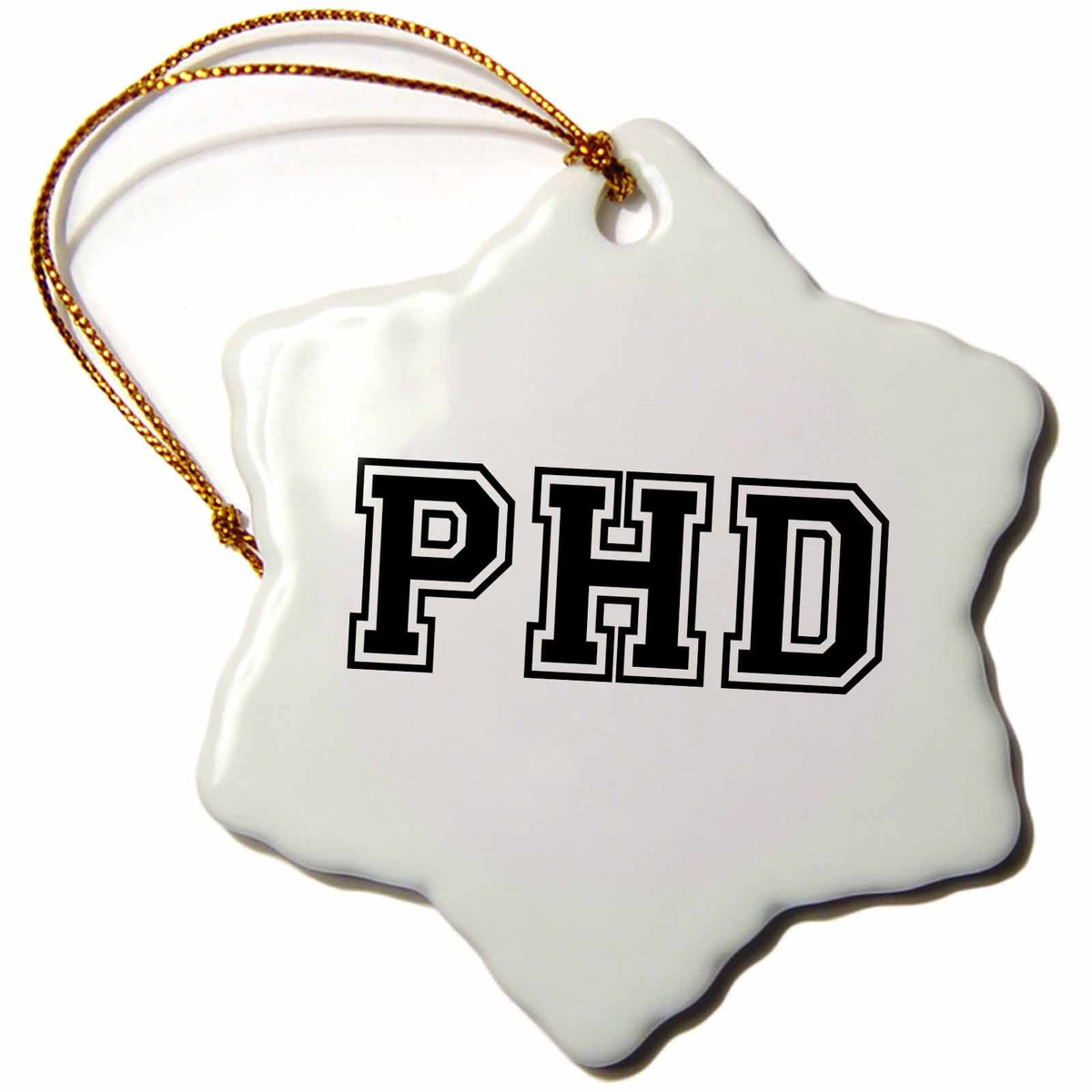 3dRose InspirationzStore Typography - pHD - Graduate School College or University Graduation Gift - Black - Doctor Graduating Souvenir - Ornaments (ORN_151237)