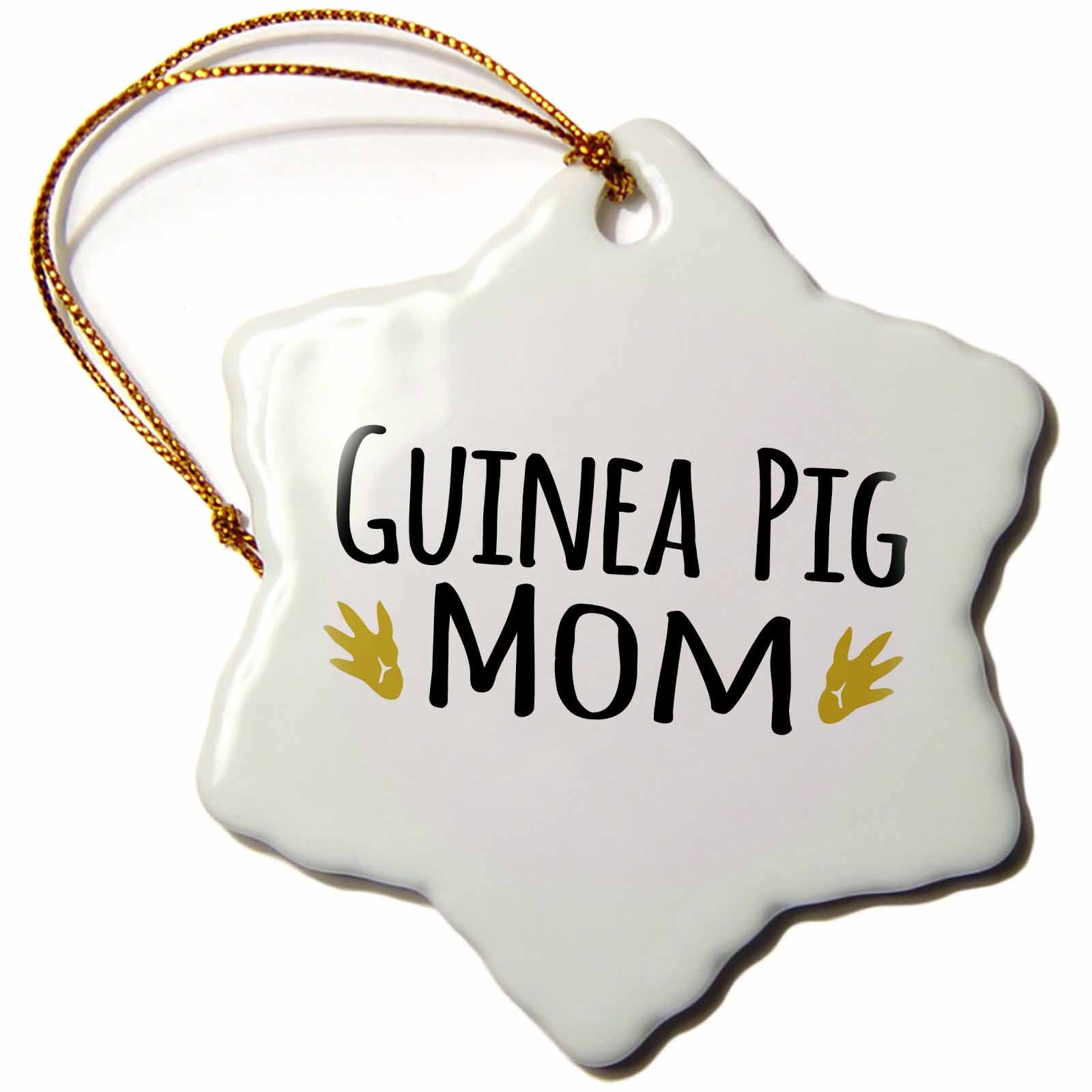 3dRose InspirationzStore Pet Designs - Guinea Pig Mom - for pet Owners - Cavy Rodent Family Pets - with Brown paw Prints - Footprints - Ornaments (ORN_154048)