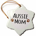 3dRose InspirationzStore Pet Designs - Aussie Dog Mom - Australian Shepherd Doggie by Breed Brown Muddy paw Prints Doggy Lover Mama Love - Ornaments (ORN_154059)