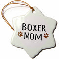 3dRose InspirationzStore Pet Designs - Boxer Dog Mom - Doggie by Breed - Brown Muddy paw Prints Love - Doggy Lover - Proud Mama pet Owner - Ornaments (ORN_154083)
